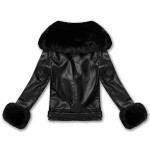 Černá dámská bunda ramoneska s kožešinovým límcem (61M8507-392A) odstíny černé S (36)