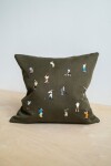Fine Little Day Lněný povlak na polštář Golfers Embroidered 48 × 48 cm, zelená barva, textil