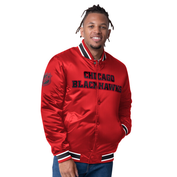 Starter Pánská Oboustranná Bunda Chicago Blackhawks The CLOSER Reversible Varsity Satin Jacket Velikost: