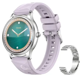 Colmi L28 stříbrno-fialová, stříbrný ocelový řemínek / Chytré hodinky / AMOLED displej / Bluetooth volání / IP68 (L28 Silver-purple)