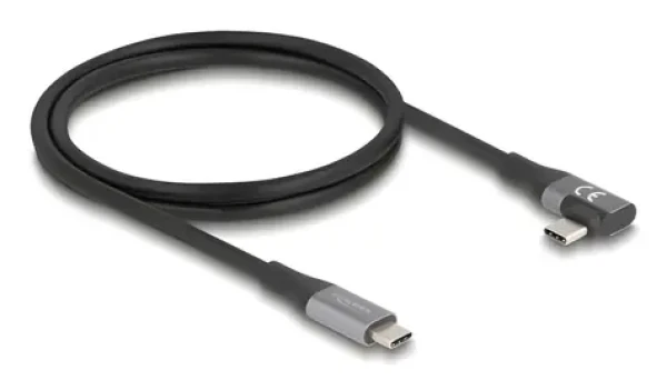 DeLock USB4 Thunderbolt 4 černá / Kabel / USB-C rovný - USB-C lomený / 40 Gbps / PD 240 W / 1 m (81131)