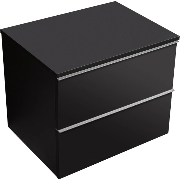 CERANO - Koupelnová skříňka Velora - černá matná, úchytka chromová + deska pod umyvadlo Navira Slim - 18 mm - 60x54,8x46,5 CER-664777