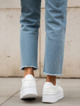 Bílé dámské tenisky na silné podrážce z imitace kůže FashionStreet ZY1421 41