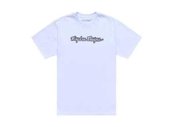 Troy Lee Designs Signature pánské triko krátký rukáv White/Black vel. M