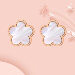 Ocelové náušnice Anna Rose Gold - chirurgická ocel, perleť, květina, Zlatá