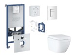 GROHE - Rapid SLX Set předstěnové instalace, klozetu, sedátka SoftClose, tlačítka Skate Cosmopolitan a sady pro vhazování tablet, Triple Vortex, alpská bílá SANI11BB3136