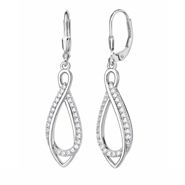 Stříbrné visací náušnice se zirkony Sandrine - stříbro 925/1000, Stříbrná