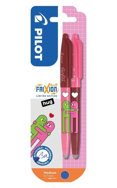 Gumovací roller FriXion Ball 07, Friends Ltd., R., BL, 2ks, vínová/k. růžová, HUG