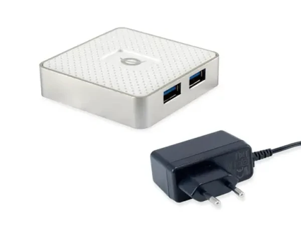 Conceptronic USB hub 4x USB-A 3.0 bílý / USB-A hub / Micro-B / napájecí adaptér 5V/2A (HUBBIES03W)