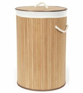 Compactor Bamboo Bambusový koš na prádlo s víkem - kulatý přírodní / 40 x v.60 cm (3370910062311)