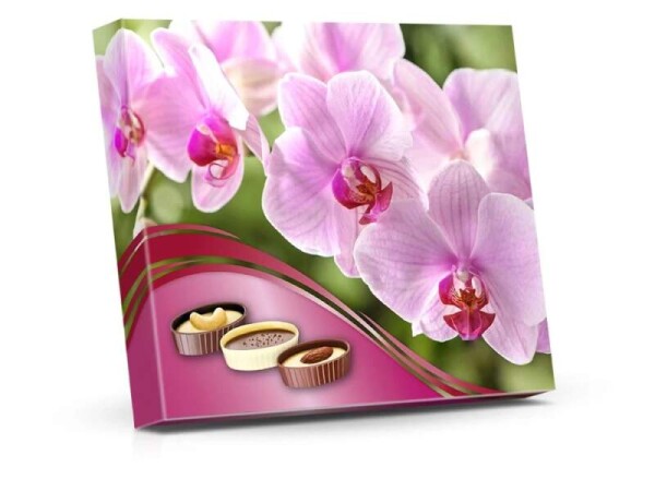 Orchidej Plněné čokoládové lodičky s ořechy 125g růžové tulipány