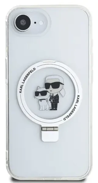 Karl Lagerfeld Ringstand MagSafe bílá / Zadní kryt / hardcase / MagSafe / pro Apple iPhone 16e (KLHMPSE4HMRSKCH)