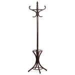 Věšák dřevěný stojanový, masiv topol a bříza, tmavě hnědý lak, výška 185 cm