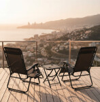 Sada 2 polohovacích zahradních židlí se stolem - černá