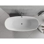 MEXEN/S - Luvo Slim volně stojící vana 170 x 75, bílá, sifon a přepad grafit metal 52801707500-95