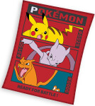Dětská deka Pokémon Pikachu MewToo a Charizard 110x140 cm