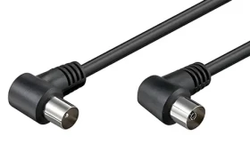 OEM Anténní kabel IEC169-2 černá / Anténní kabel / M-F lomený 90° / 75 Ohm / 2,5 m (11.92.4492)