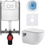 CERANO - Kompletní WC set Basic/Dure - bílá lesklá - WC tlačítko Dualo/Bílá - pro zazdění - 51x35 CER-8050BD85898