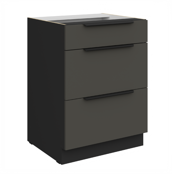 Spodní skříňka Aria 60 D 3S BB - Premium Box Barva korpusu: Černá, Barva dvířek: GR - Graphite AFM