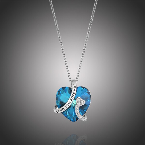 Stříbrný náhrdelník Swarovski Elements Amorino - stříbro 925/1000, Modrá 55 cm + 5 cm (prodloužení)