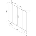 MEXEN/S - Velar Duo Dvoukřídlá posuvná vanová zástěna 170 x 150 cm, transparent, zlatá kartáčovaná 896-170-000-02-55