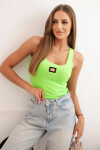 Dámská pruhovaná top na ramínkách s ozdobnou nášivkou zelená neon UNI
