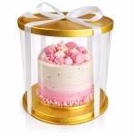 Cake Star Cake Star 4Cake Plastový kulatý box na dorty zlatý bez stuhy (31 x 31 x 46 cm)