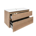 Koupelnová skříňka 2 zásuvková s umyvadlem Naturel Savona 98x53x44,8 cm dub Halifax mat SAVONA2100DH SAVONA2100DH