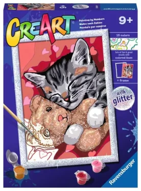 Ravensburger CreArt Kotě s medvídkem (se třpytkami)