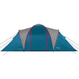 NILS Camp NC6431 Highland IV modrý/sv.šedý / Rodinný stan / 4 osoby / 125+200+125 x 210 x 190 cm / vodní sloupec: 4000mm (5908261680717)