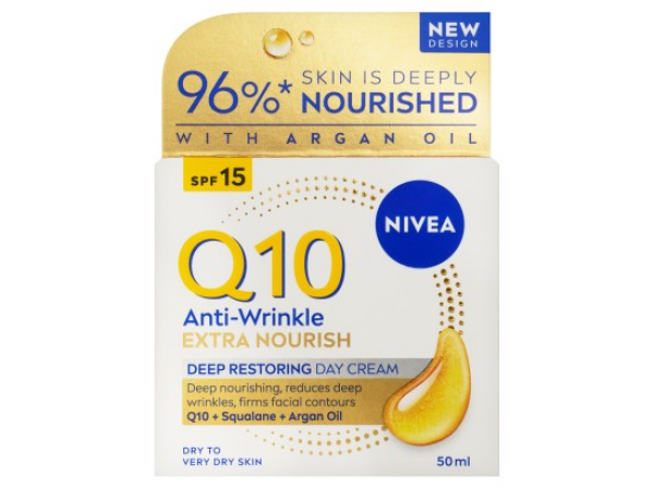 Nivea Q10 Extra Nourish Anti-Wrinkle Výživný denní krém proti vráskám OF 15 50ml