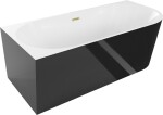 MEXEN/S - Mia volně stojící rohová vana levá 170 x 80, bílá/černá, sifon a přepad kartáčované zlato 52691708075L-55