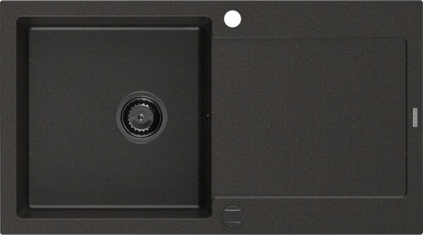 MEXEN/S - Leo granitový dřez 1 s odkapávačem 900x500 mm, černá/zlatá metalik,+ černý sifon 6501901010-75-B