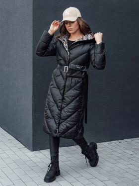 Dámský zimní prošívaný kabát s kapucí CELESTIE černý FashionStreet TY4513 XXL
