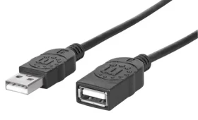 Manhattan Prodlužovací kabel USB 2.0 A-A černý / Kabel / 1 m (308519)