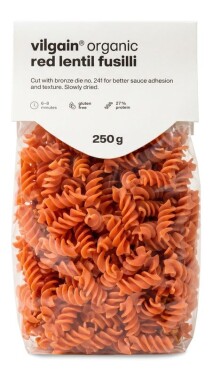 Vilgain Luštěninové těstoviny BIO – 4× fusilli z červené čočky 250 g