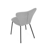Židle jídelní, stříbrná látka, nohy černý kov