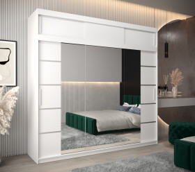 Šatní skříň Abi V4 s nástavcem Barva korpusu: Bílá, Rozměry: 250 cm, Dveře: Bílá