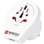 SKROSS cestovní adaptér MUV USB A+C, USB nabíjení 2.4A, univerzální pro 150 zemí