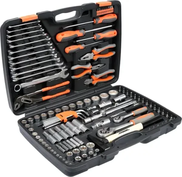 STHOR Sada nářadí 1/2", 1/4" / Sada nářadí / 122 ks / CrV ocel / Kufřík (TO-58690)