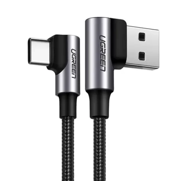 UGREEN US176 Kabel USB-A (M) - USB-C (M) 1m černá / úhlový (6957303828562)