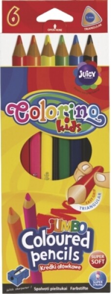 Pastelky Colorino trojhranné Jumbo 6ks + ořezávátko