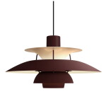 Louis Poulsen Závěsná lampa PH 5 Monochrome Burgundy, červená barva, kov