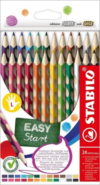 Ergonomické pastelky pro leváky STABILO EASYcolors - sada 24 ks