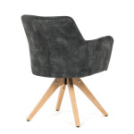 Židle jídelní, otočný mechanismus 360°, taštičkové pružiny v sedáku, tmavě zelená látka, noha masiv dub