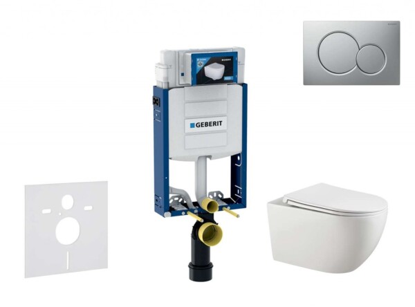 GEBERIT - Kombifix Set předstěnové instalace, klozetu Gaia a sedátka softclose, tlačítko Sigma01, lakovaný matný chrom SANI15CA1125