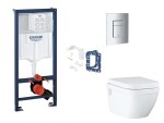 GROHE - Rapid SL Set předstěnové instalace, klozetu, sedátka SoftClose, tlačítka Skate Cosmopolitan a sady pro vhazování tablet, matný chrom SANI11BB2138