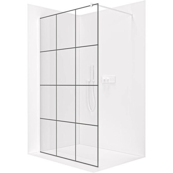 CERANO Sprchová zástěna Walk-in Onyx Round L/P - 8 mm - kulatá vzpěra - bílá matná, industriální sklo - 160x200 cm