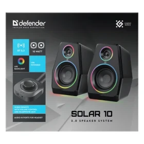 Defender Solar 10 černá / Reproduktory / 2.0 / 10W / RGB podsvícení / Bluetooth 5.3 (65940)