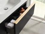 CERANO - Koupelnová skříňka Velora - černá matná, úchytka zlatá + keramické umyvadlo Novo - bílá lesklá - 121x54,5x46,5 CER-979898